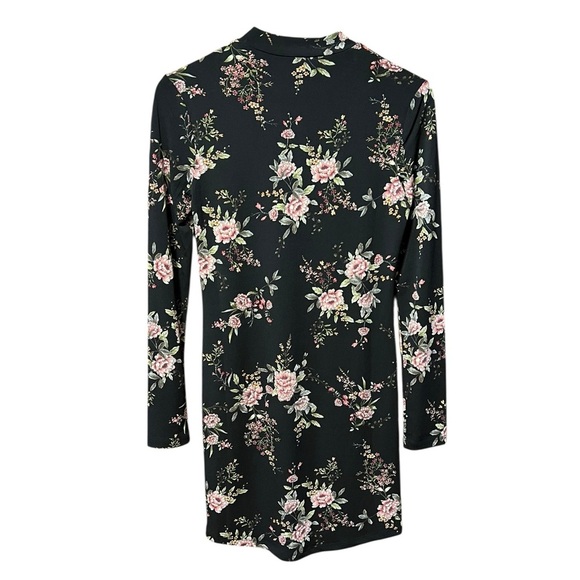 🟣Forever 21 Black Floral Long Sleeve Dress – Size Medium - Picture 3 of 3